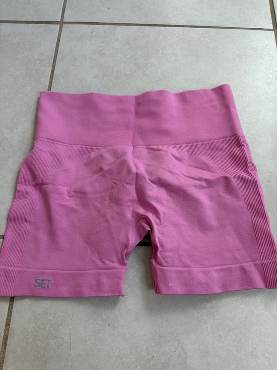 SET Active Pants - SET Active Pink High-Waist Ribbed Bike Shorts